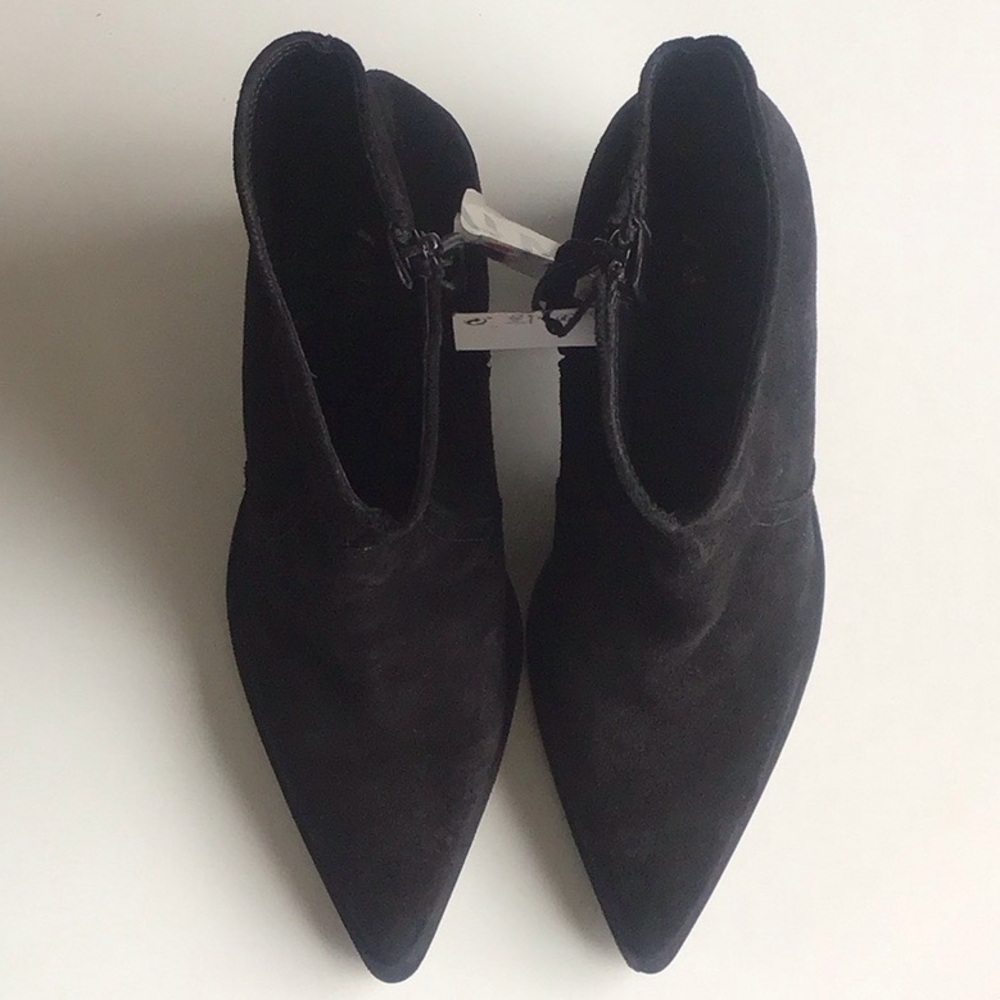 Zara leather western Black Suede heeled Ankle Boots - Picture 6 of 16